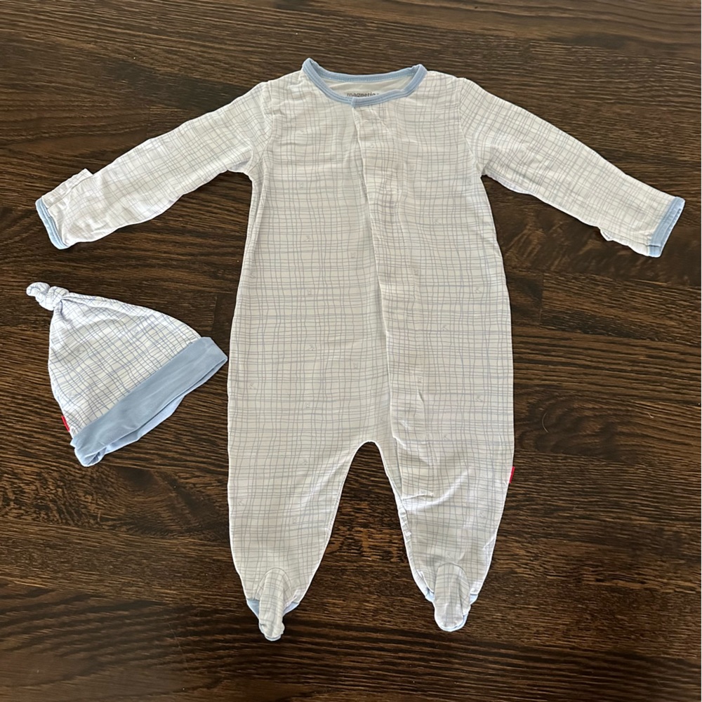 Magnetic Me Boy Plaid Footies & Hat